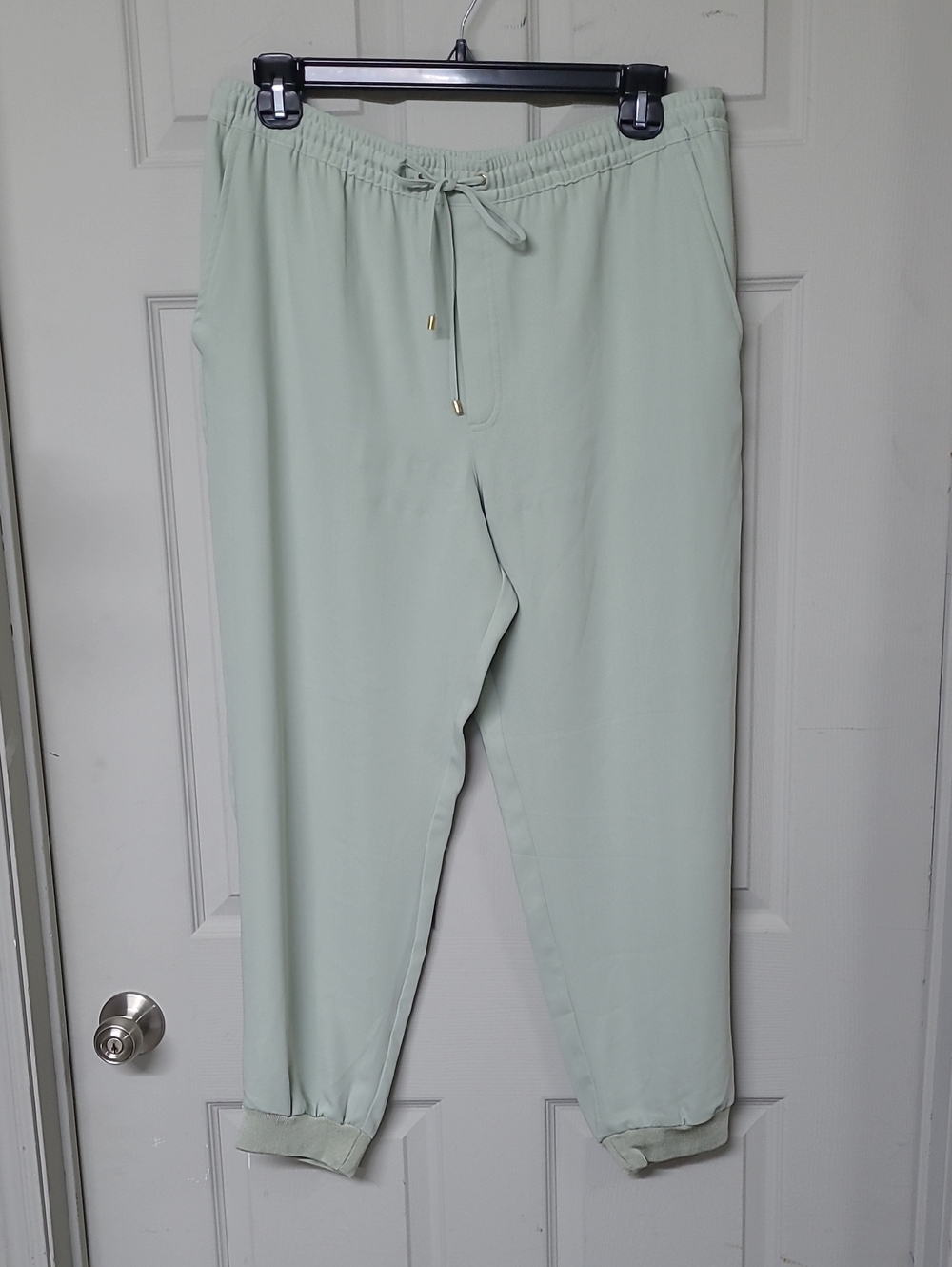 Lauren Ralph Lauren Drawstring Trousers Elasticated Ankles Light Green Size 14